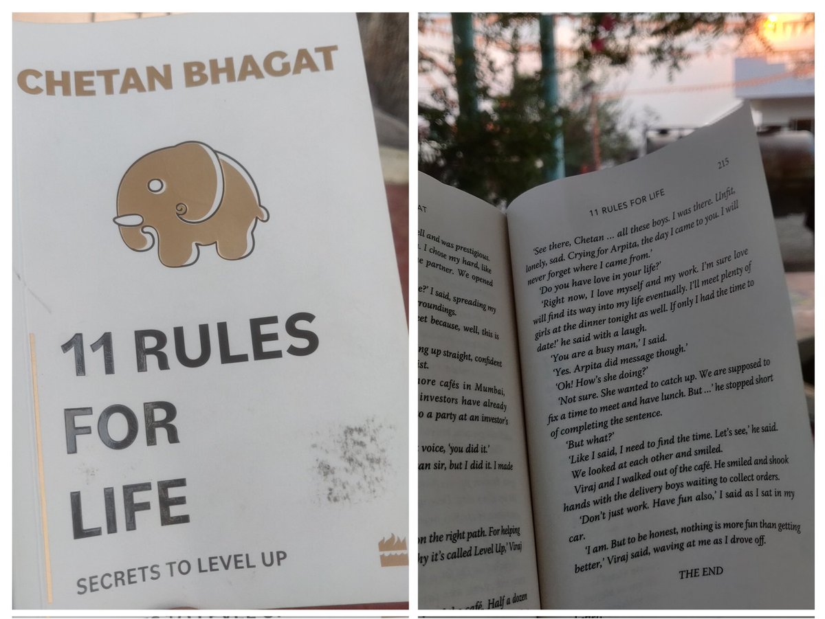 'Finished reading '11 Rules for Life' @chetan_bhagat .As someone who's not a regular reader, I found myself hooked from start to finish. Each rule resonated deeply..