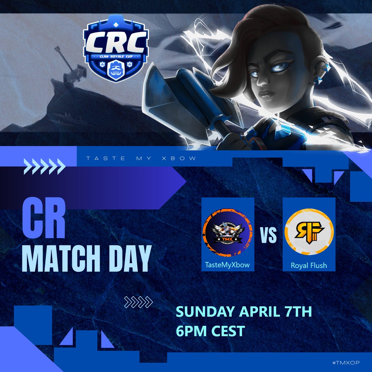TasteMyXbow's tweet photo. TasteMyXbow @TasteMyXbow 

🎯#ClashRoyale
🏆@ClanRoyaleCup

Great matchup in second round of @clanroyalecup  
🆚@royalflushii_cr .

 Good luck to both squads😎🙌 https://t.co/P9EX3gWs3h