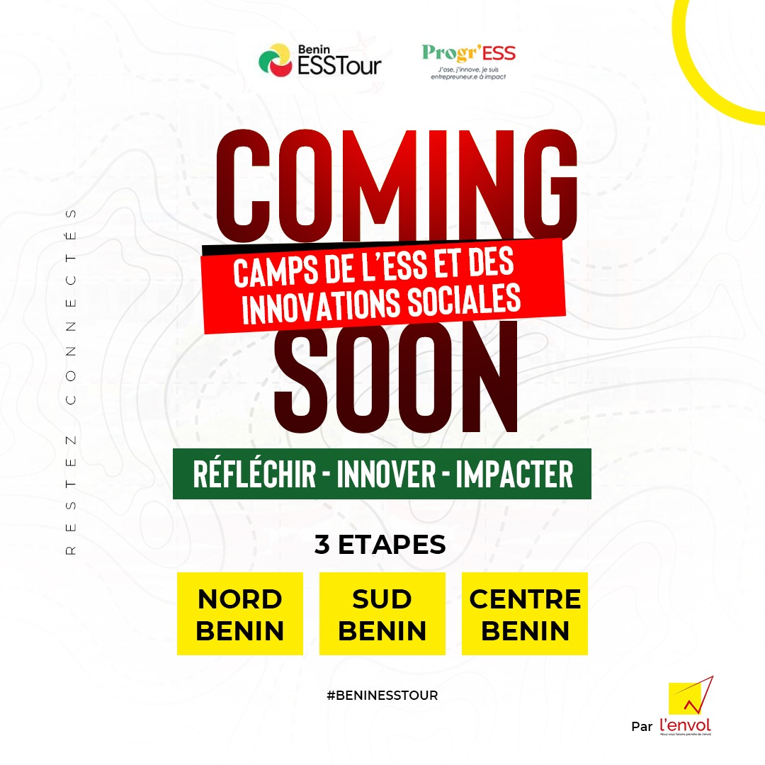 lEnvolBj's tweet photo. Préparez vous, il arrive !
Qui ? Quoi ? 🤔
Mais, le Camp de l'ESS et des innovations sociales du Bénin 🤩🤩🤩
😃😁😉😊
Restez connectés à nos différents canaux pour ne rien louper.
#ESS #InnovationsSociales #BeninESSTour #ProgrESS #lEnvol https://t.co/ROqxhUzkCu