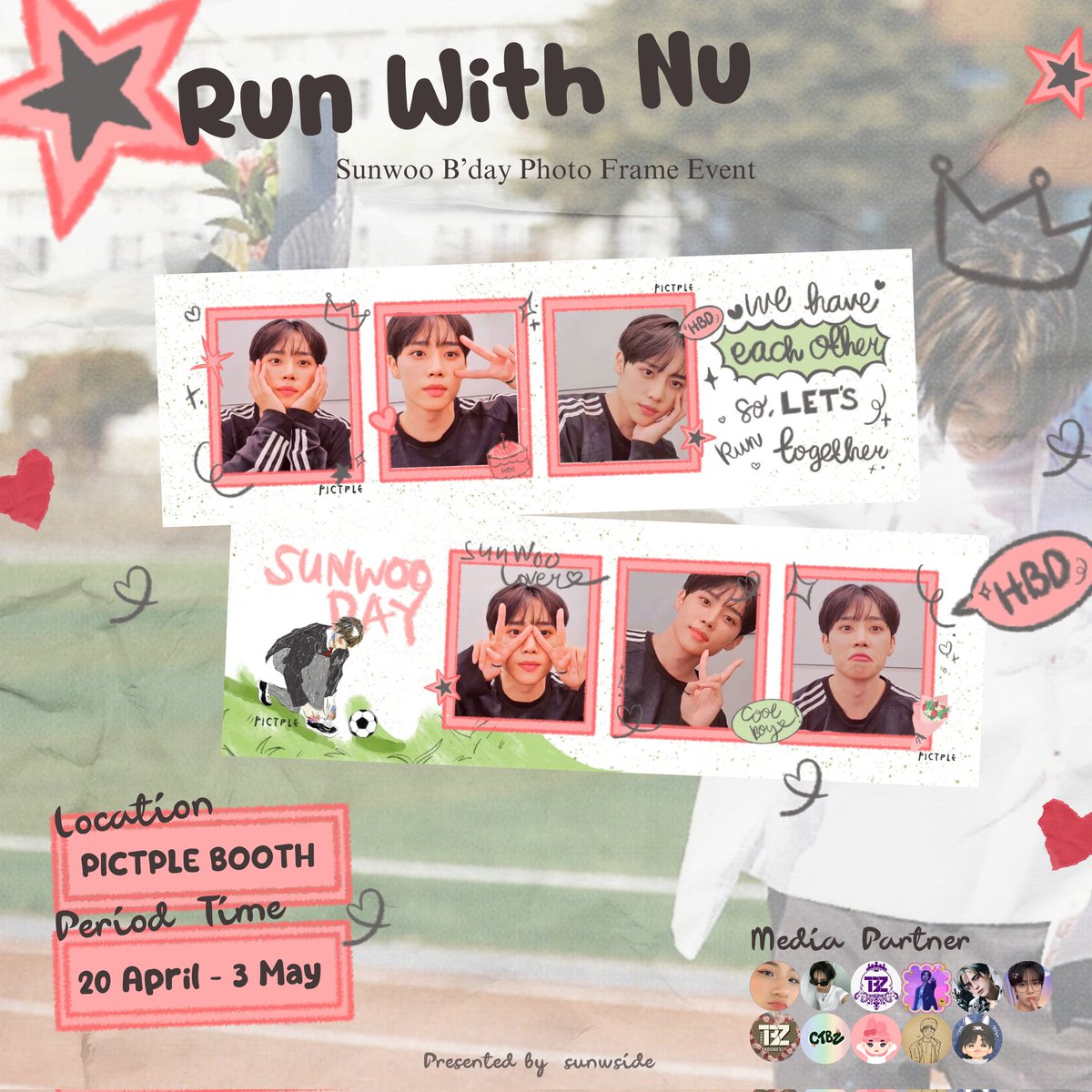 injunoona's tweet photo. we are not perfect
but we have 𝙚𝙖𝙘𝙝 𝙤𝙩𝙝𝙚𝙧
𝘴𝘰 𝘦𝘷𝘦𝘯 𝘪𝘧 𝘺𝘰𝘶 𝘴𝘵𝘰𝘱, 𝘭𝘦𝘵’𝘴 𝘫𝘶𝘴𝘵 𝘯𝘰𝘵 𝘨𝘪𝘷𝘦 𝘶𝘱♡

Let's #RunWithNu🏃🏻‍♂️

sunwoo photo frame event by @sunwside

🗓️ 20/04 - 03/05
📍pictple

take a pict &amp; use the tag to get a chance win 1ea sw keyring🎀 https://t.co/tY3MyPuEoH