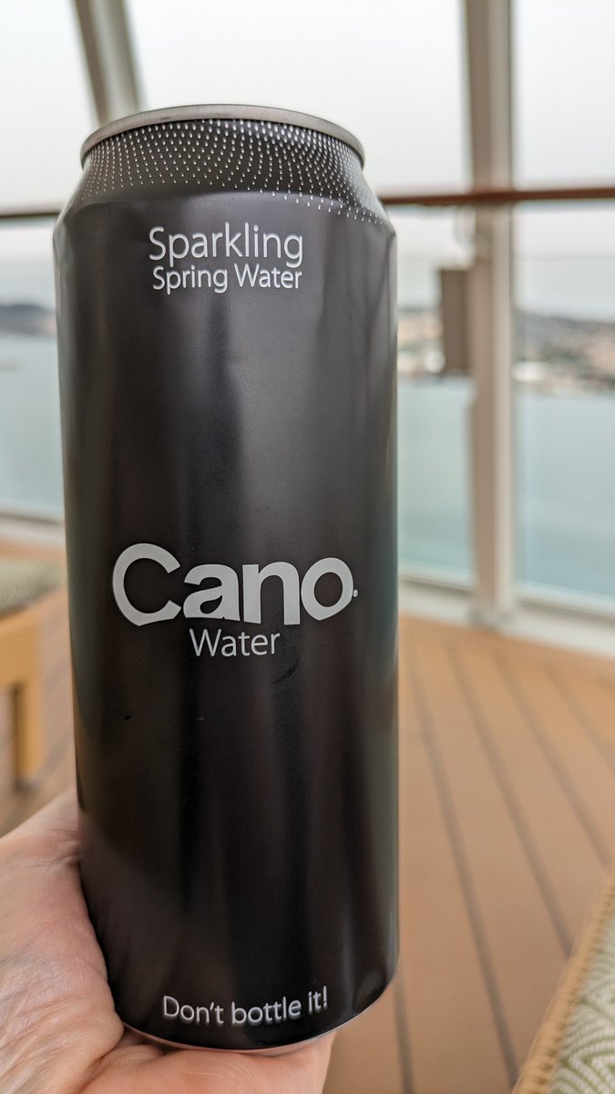 @rickygervais @canowater Love @canowater currently on @pandocruises #Arvia and these cans are all around the ship #ReducePlastic #Recycle #Recyclable 😍