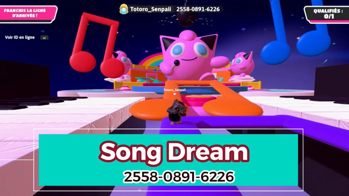 Song Dream! 🎤 This round has no description. 🗺️ 2558-0891-6226 👥 40 Max. | 🏁 Mode: Race ✨ Theme: Original | 🏷️ Tags: FallJam, Chill 👷 @thumperhamdoull! #FallGuysCreative #FallGuys