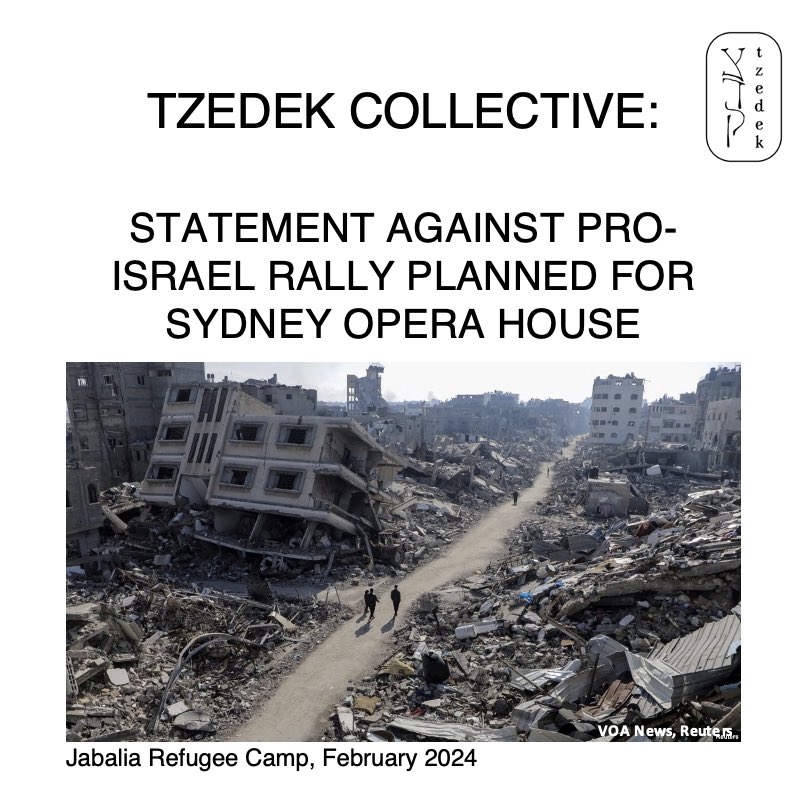 Tzedek Collectuve statement against pro-Israel rally planned at Sydney Opera House