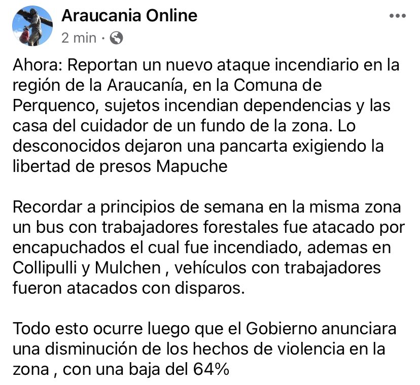 Nuevo ataque incendiario en la región de la #Araucania
