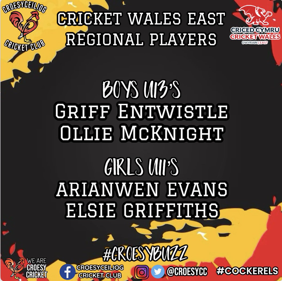 Croesyceiliog CC π (@croesycc) on Twitter photo Huge congratulations to our 4 junior players, Griff, Ollie, Arianwen and Elsie on being selected for their respective <a href="/cwpathwaye/">@CWPathwayE</a> regional squads for this summer. Show them what your made of! #croesybuzz #talent #littlechicks Huge congratulations to our 4 junior players, Griff, Ollie, Arianwen and Elsie on being selected for their respective <a href="/cwpathwaye/">@CWPathwayE</a> regional squads for this summer. Show them what your made of! #croesybuzz #talent #littlechicks
