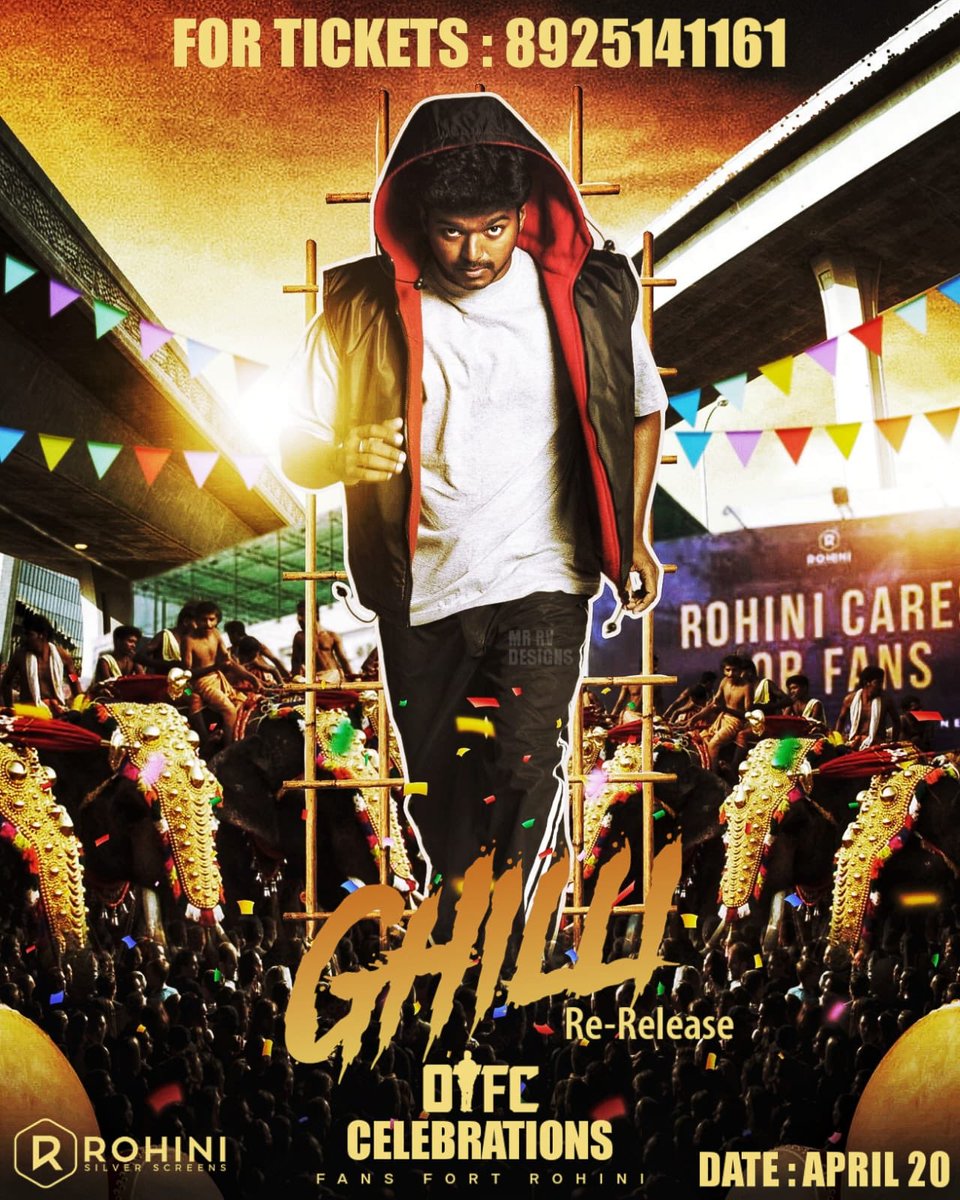 #Ghilli OTFC re-release celebrations! 🔥
20Apr at @RohiniSilverScr Grab your tickets 

#GhilliReRelease #TheGreatestOfAllTime #GOAT @actorvijay