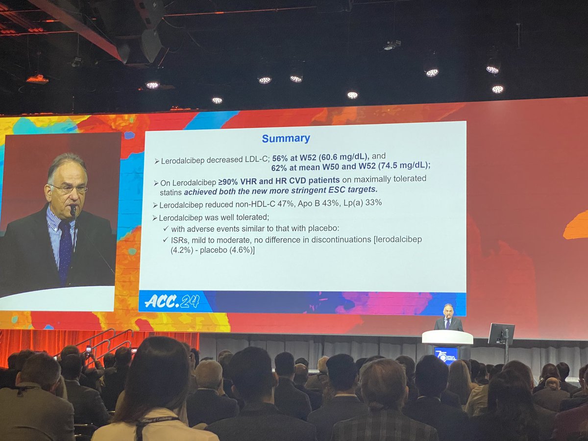 A new PCSK9 with proven benefits to lower LDLs on top of maximal tolerated statins: Lerodalcibep #ACC24