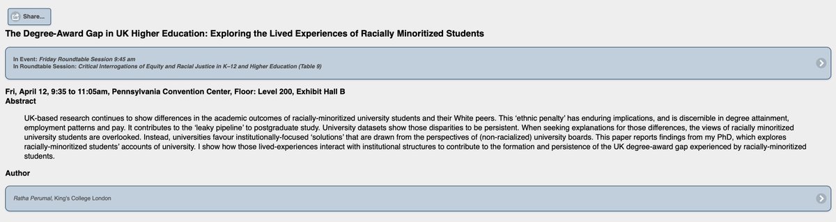 Prepping for my 1st (ever) #AERA2024 #US conference next week (woop woop!).  Presenting findings from my PhD - writeup in progress - about the #DegreeAwardGap in #UKHE.  #Philadelphia, here I come..!  <a href="/KingsECS/">King's School of Education Communication & Society</a> <a href="/UEL_OIE/">Office for Institutional Equity (OIE) at UEL</a> <a href="/UEL_News/">Uni of East London</a> <a href="/EmmaMTowers/">Dr Emma Towers 💙</a>  Abstract in supertiny font (apols)👇🏽