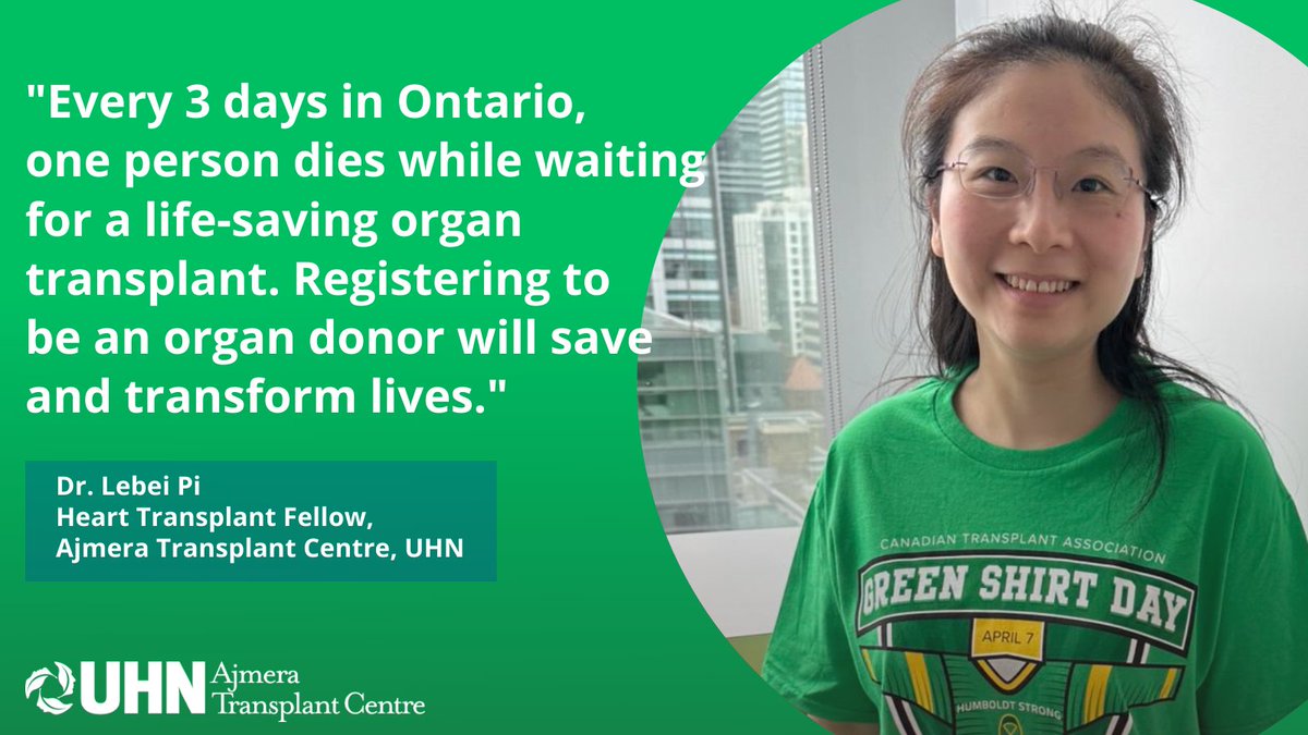 Ajmera Transplant Centre UHN (@uhntransplant) on Twitter photo Today is Green Shirt Day. 💚
We asked members of of team transplant why green shirt day is important for organ donation and transplantation.
<a href="/GreenShirtDay/">Green Shirt Day</a> <a href="/TrilliumGift/">Trillium Gift of Life Network (Ontario Health)</a> <a href="/UHN/">University Health Network</a>
#GreenShirtDay #OrganDonation #Transplant #BeADonor #OrganDonor #GiftOfLife #OrganDonationAwareness Today is Green Shirt Day. 💚
We asked members of of team transplant why green shirt day is important for organ donation and transplantation.
<a href="/GreenShirtDay/">Green Shirt Day</a> <a href="/TrilliumGift/">Trillium Gift of Life Network (Ontario Health)</a> <a href="/UHN/">University Health Network</a>
#GreenShirtDay #OrganDonation #Transplant #BeADonor #OrganDonor #GiftOfLife #OrganDonationAwareness