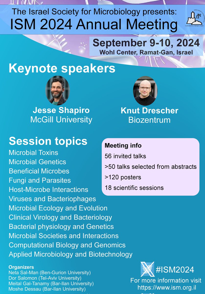 DrDorSalomon's tweet photo. New dates for #ISM2024 are September 9-10, 2024.

To register and submit an abstract (more than half the talks are selected from the abstracts) visit
https://t.co/x1DyZS9nYt https://t.co/2l3II3PgGF