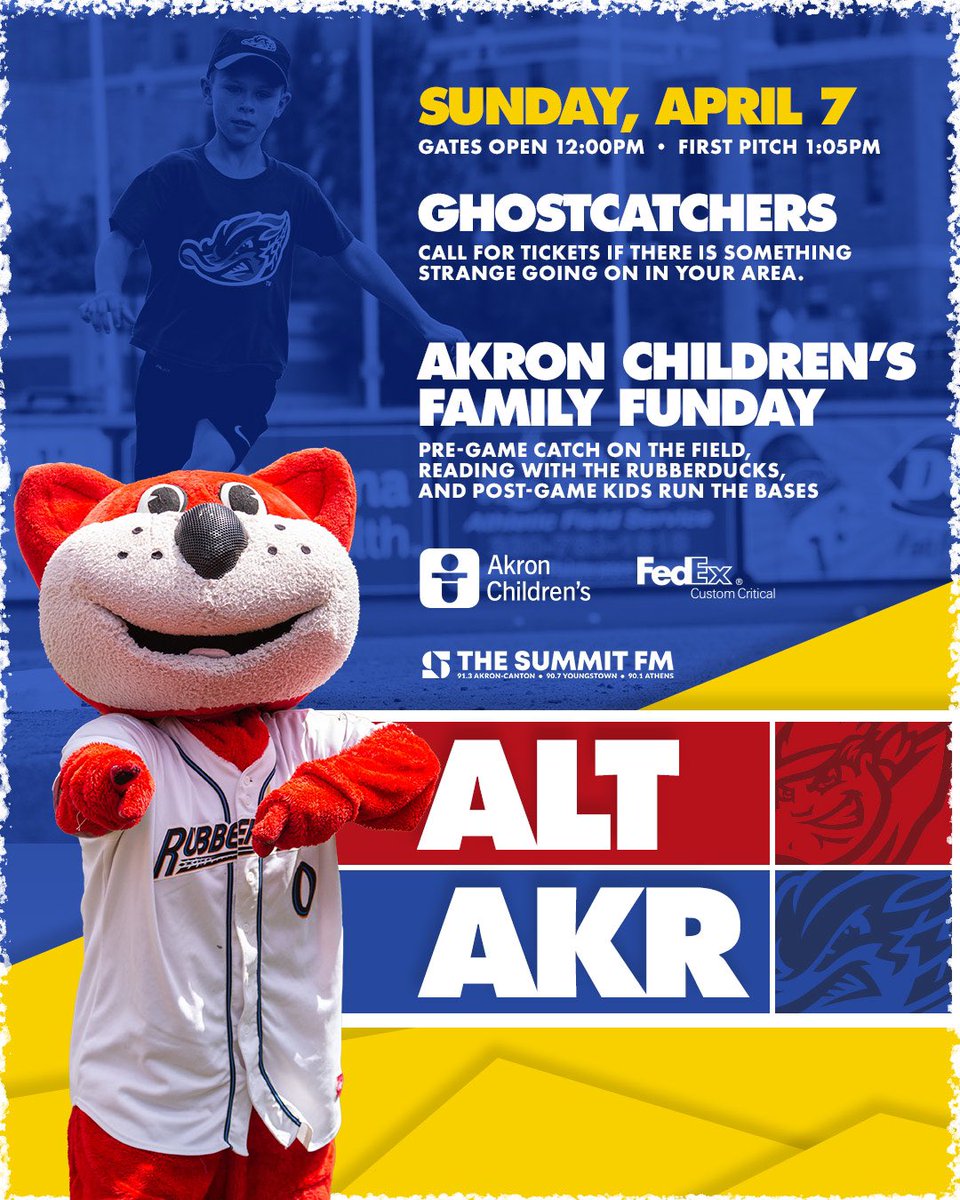 It’s the first @AkronChildrens Family FUNday of the season!! Gates open at noon for all the pregame fun! 🎟️: atmilb.com/3HMUcFz