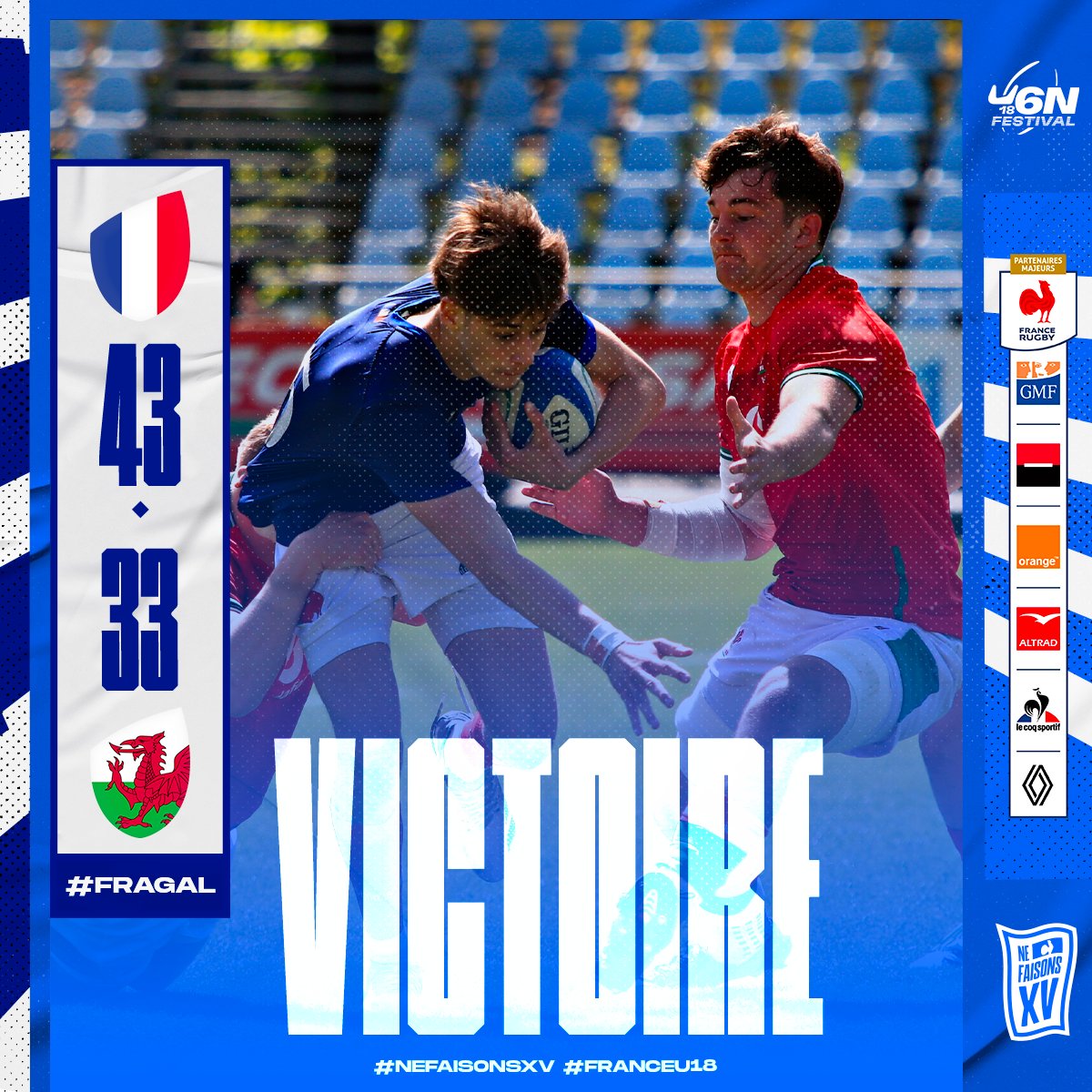 🤩 Les Bleuets terminent 𝐞𝐧 𝐛𝐞𝐚𝐮𝐭𝐞́ ce Festival des Six Nations U18 avec cette victoire face au Pays de Galles ! 🔥

#FranceU18 #U6N18