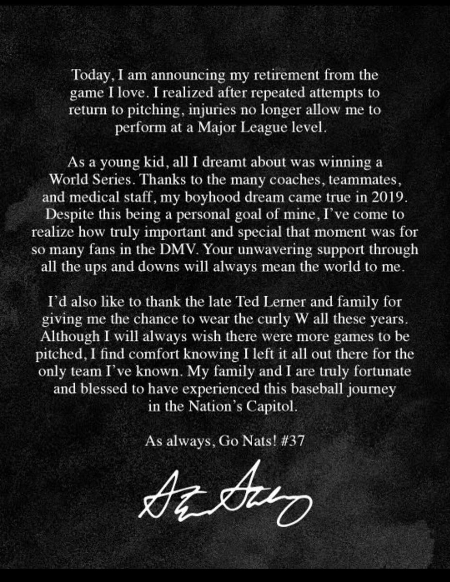 And here's the official statement from Strasburg. Thanks for everything Stras. 🫡