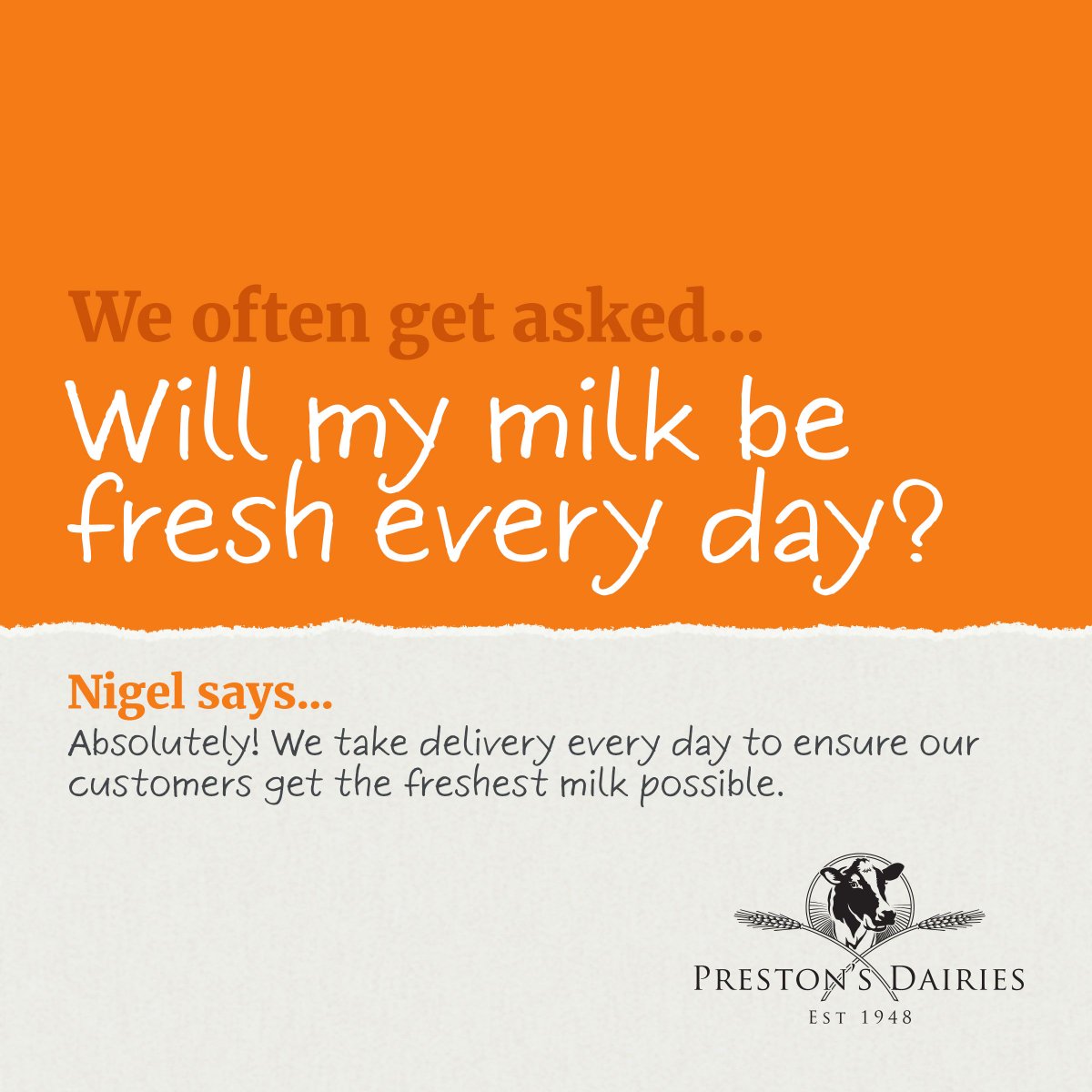 Will my milk be fresh every day? 🥛 We get deliveries every day so you get the freshest milk possible. #SundayFunday #SundayBrunch #Milkman #DairyDelivery #LocallySourced #SupportLocal #MilkDelivery #SustainableLiving #ReduceWaste #HealthyLifestyle #Cleckheaton #Mirfield