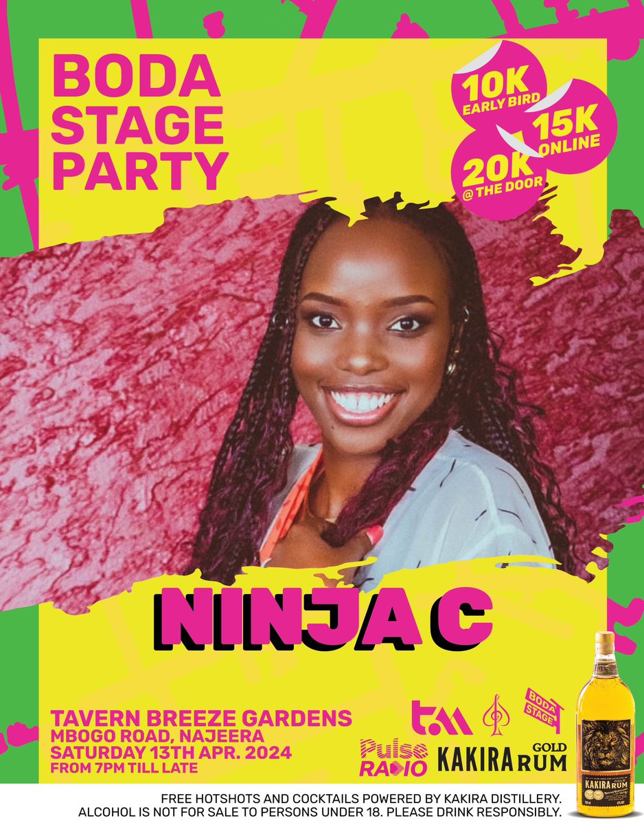 Join @TheeNinjaC and other artists at The Boda Stage Party happening on the 13th of April at Tavern Breeze Gardens Najjera. 

Experience the vibe, support local talent, and be part of something special. 

#BodaStageParty #PulseRadioUG