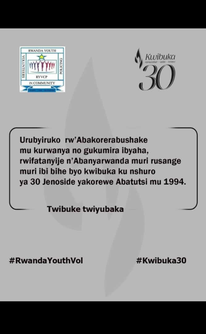 RYVCP_CST's tweet image. #Kwibuka30 urubyiruko rw'abakorerabushake bakorera muri @urcst twifatanyije n'abanyarwanda bose kwibuka ku nshuro ya 30 jenocide yakorewe abatutsi 1994. @CityofKigali @RwandaYouthArts @RwandaYouthVol1 @DigitalKwibuka @NyarugengeV