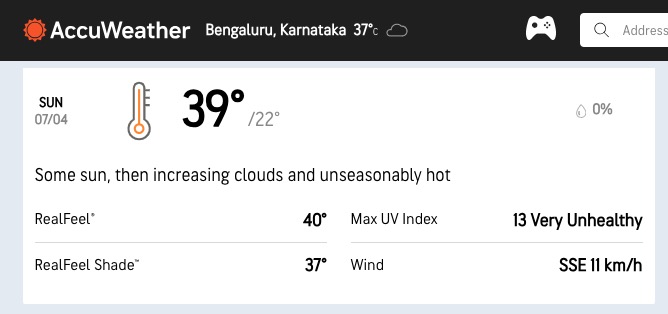 HIGHEST TEMPERATURE YET THIS SEASON - 39 degrees. Death of the Garden/Lake City/hill station city? One thing for sure: 'Nature doesn't forgive stupidity'! #UnplannedDevelopment Does Govt have a plan? @CMofKarnataka @byadavbjp @eshwar_khandre @c40cities @uclg_org @SmartCities_HUA