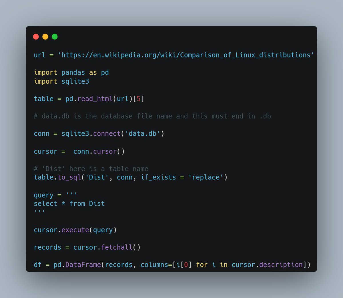 bhatnagardaksh1's tweet image. How to scrape tables from a static website and store in a database using Python. Good thing with this is GitHub Actions can automate this script as it does not require your system to be turned on

#WebScraping #Database #sqlite3 #pandas #automation #pythonprogrammming