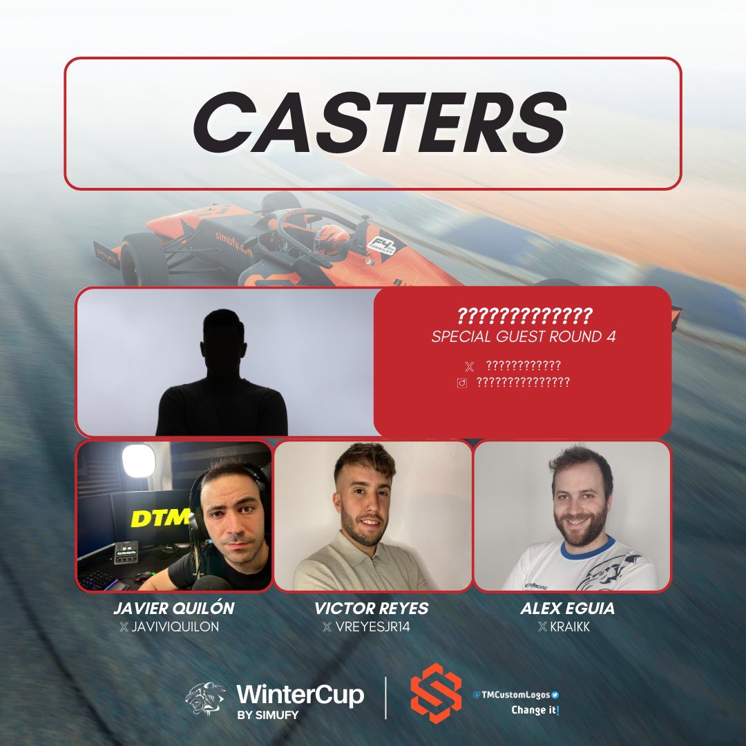 WinterCUP 2024!🏁 Se acabo el descanso, este Miercoles volvemos disputando la 4ta ronda de la #wcup by @simufy y si, os traemos una sorpresa, en cabina tendremos a un invitado “ESPECIAL”, un profesional del sector que sabe mucho sobre esto de las carreras… Quien sera? 🤔