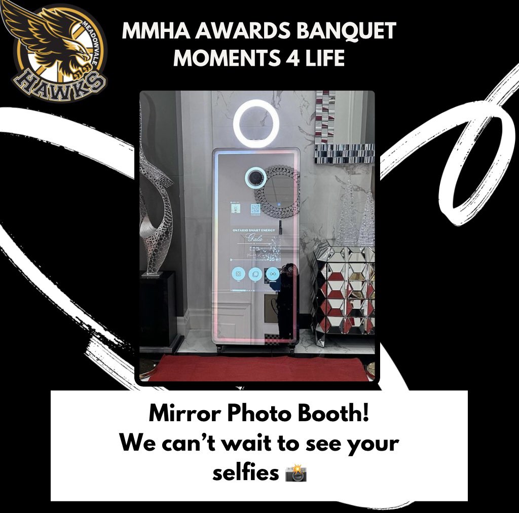 🏆 MMHA BANQUET IS EXCITED TO HAVE @moment4life.events 📸 PHOTO BOOTH AT OUR EVENT 🏆 We can’t wait to see all your best selfies🤳
#mississaugahockey
#kidshockey
#hockeylife