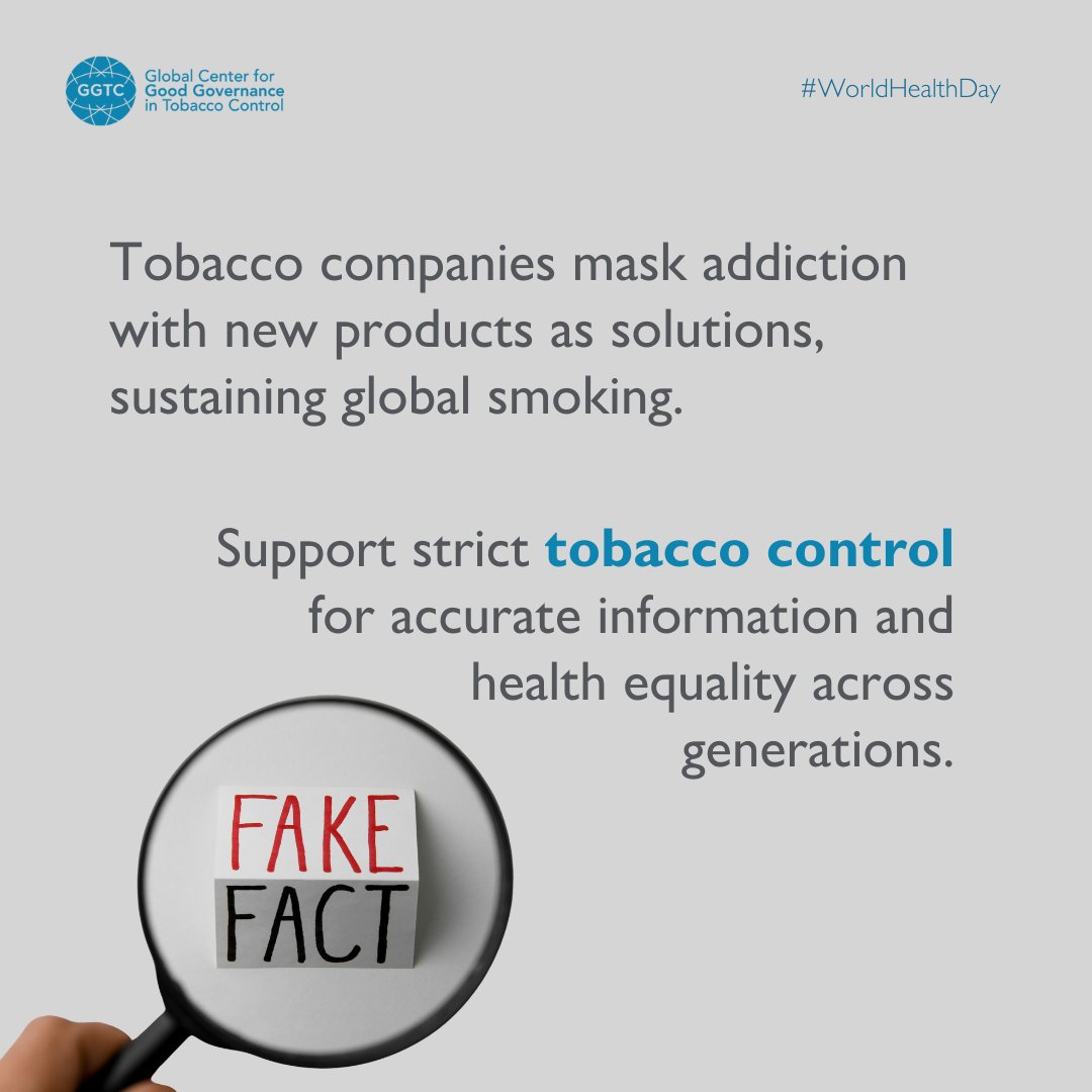 This #WorldHealthDay, unveil the tobacco industry's deceptive promotion of 'reduced-risk nicotine products' as cessation tools, jeopardizing #HumanRights to truthful health information ➡️ bit.ly/GGTCFScessation @WHO @AfricaNoTobacco @enspbrussels @EuroRespSoc