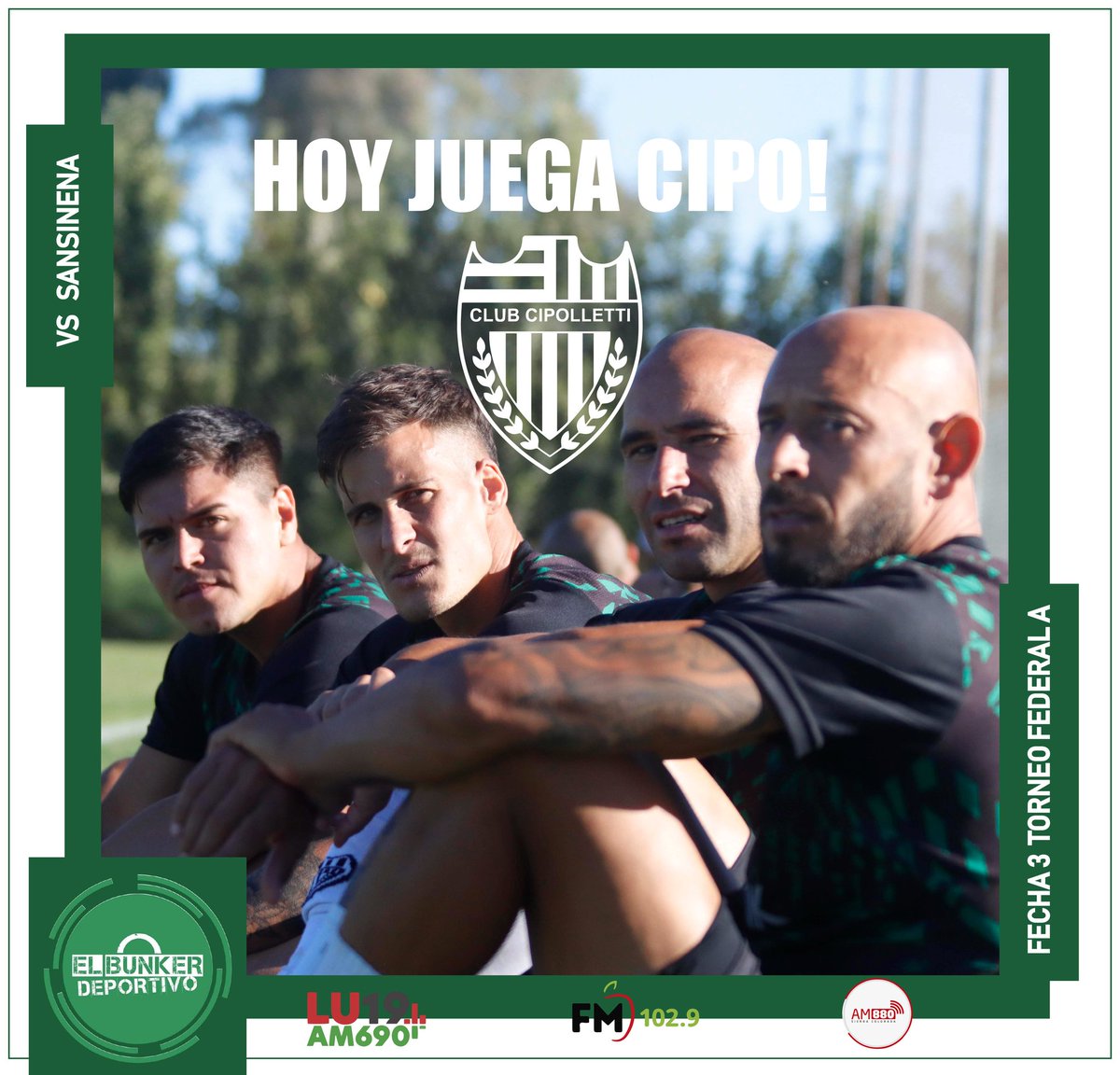 HOY JUEGA CIPO!
La previa: 15 hs  
El partido: 16.30 hs