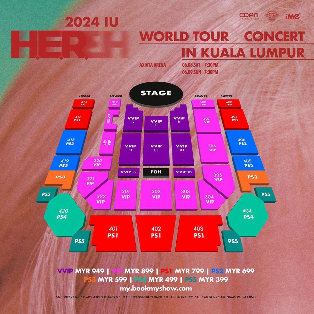 (1/4) IU in Kuala Lumpur 🇲🇾 GIVEAWAY - 2 VVIP Tickets 🎫 👉🏻 Winners can choose the date To enter: 1. Follow @EVENMORE_TICKET 2. Like and retweet this post Winner will be randomly selected by twitterpicker.com and will announce on 1 May.📝 #HER_WORLD_TOUR_IN_KL