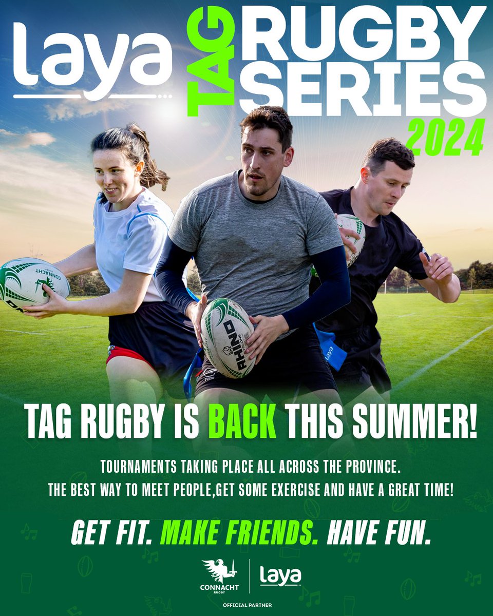 Sign up for our #LayaTagRugbySeries with dates and venues at connachtrugby.ie/tag 🏉 #ConnachtRugby | @LayaHealthcare