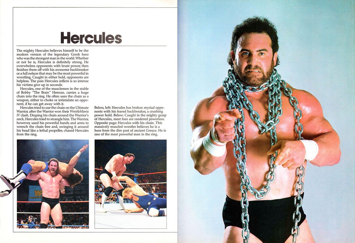 Profile of Hercules from WWF Superstars III magazine published in 1988. ⛓️ #WWF #WWE #Wrestling #Hercules