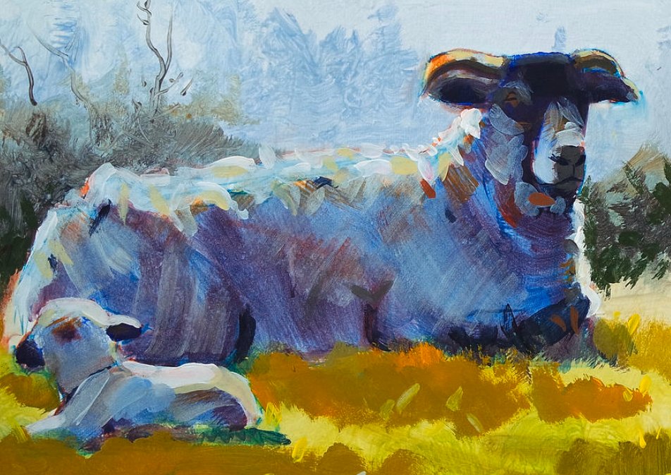 Just woke up, experience early morning in the fields here mike-jory.pixels.com/featured/sheep… sheep & lamb painting #sheep #SheepArt #FarmAnimals #animalArt  #buyIntoArt #AYearForArt #FillThatEmptyWall #artmatters #farmCafe #farmRestaurant #farmShop #lambs #butcher