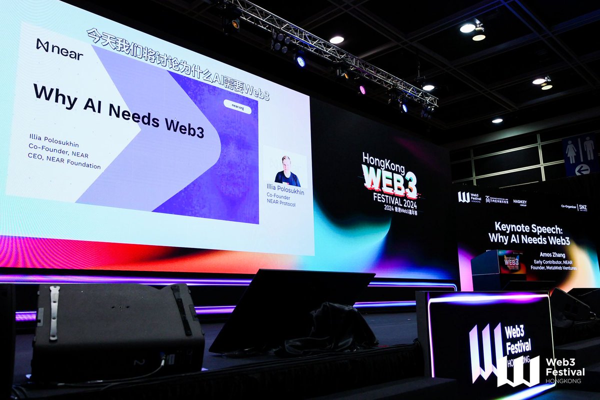 MetaWebVC's tweet image. It's #NEAR moment
Today at the Hong Kong Web3 Festival, @MetaWeb_Amos delivered an introduction to @NEARProtocol and its visionary founders, @ilblackdragon and @AlexSkidanov.