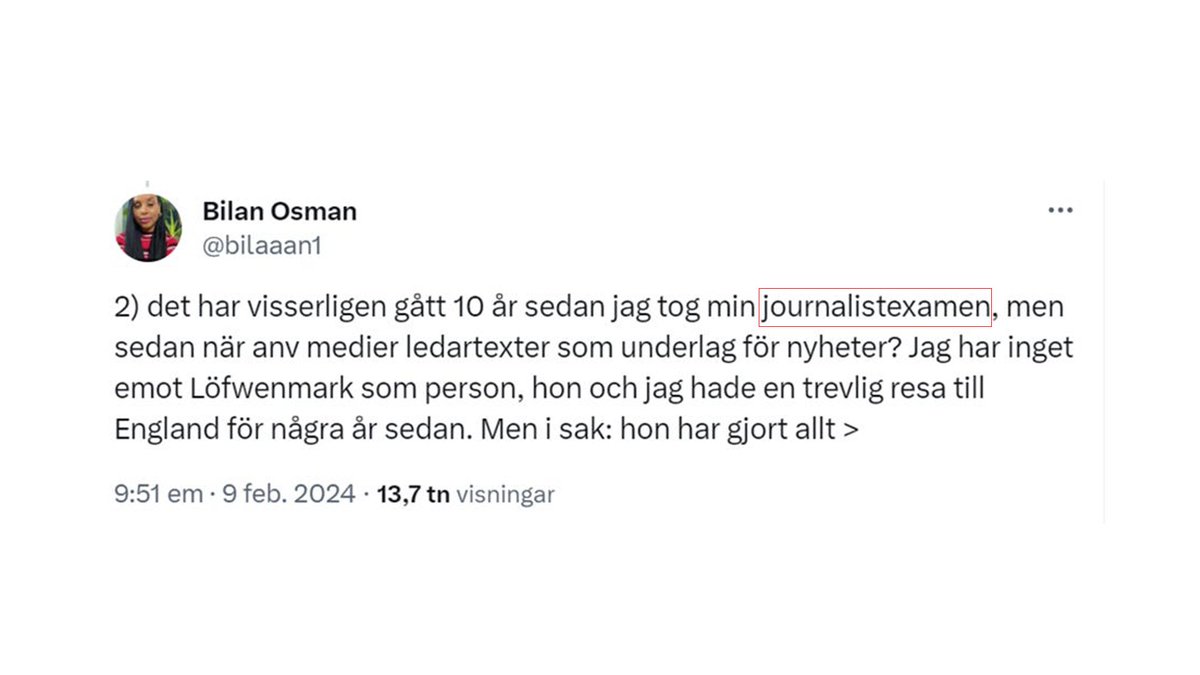 Undersökte om vänsterextremisten Bilan Osman faktiskt har en akademisk examen, som hon påstår i sociala medier. Som så mycket annat visade detta sig vara ännu en lögn... Bilan Osman föddes i Göteborg men är ursprungligen från Somalia. Hon tillbringade tonåren i Linköping och…