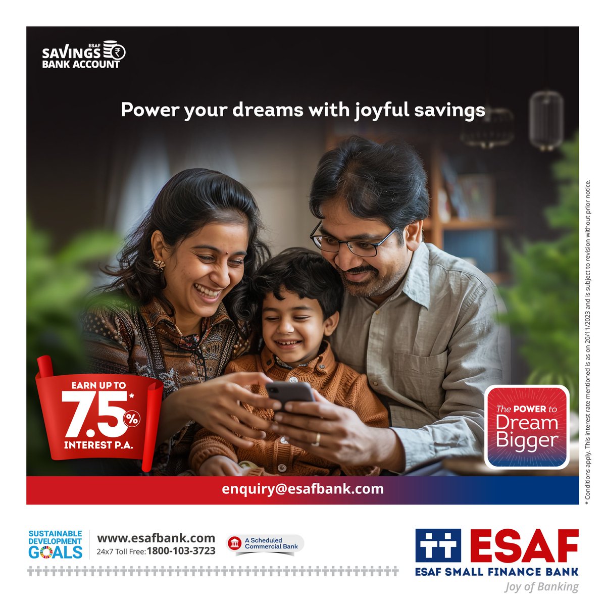 Witness the joyous moment of your dreams being fulfilled with ESAF Small Finance Bank’s Savings Bank Account. #savingsaccount #thepowertodreambigger #ESAFBank #JoyOfBanking