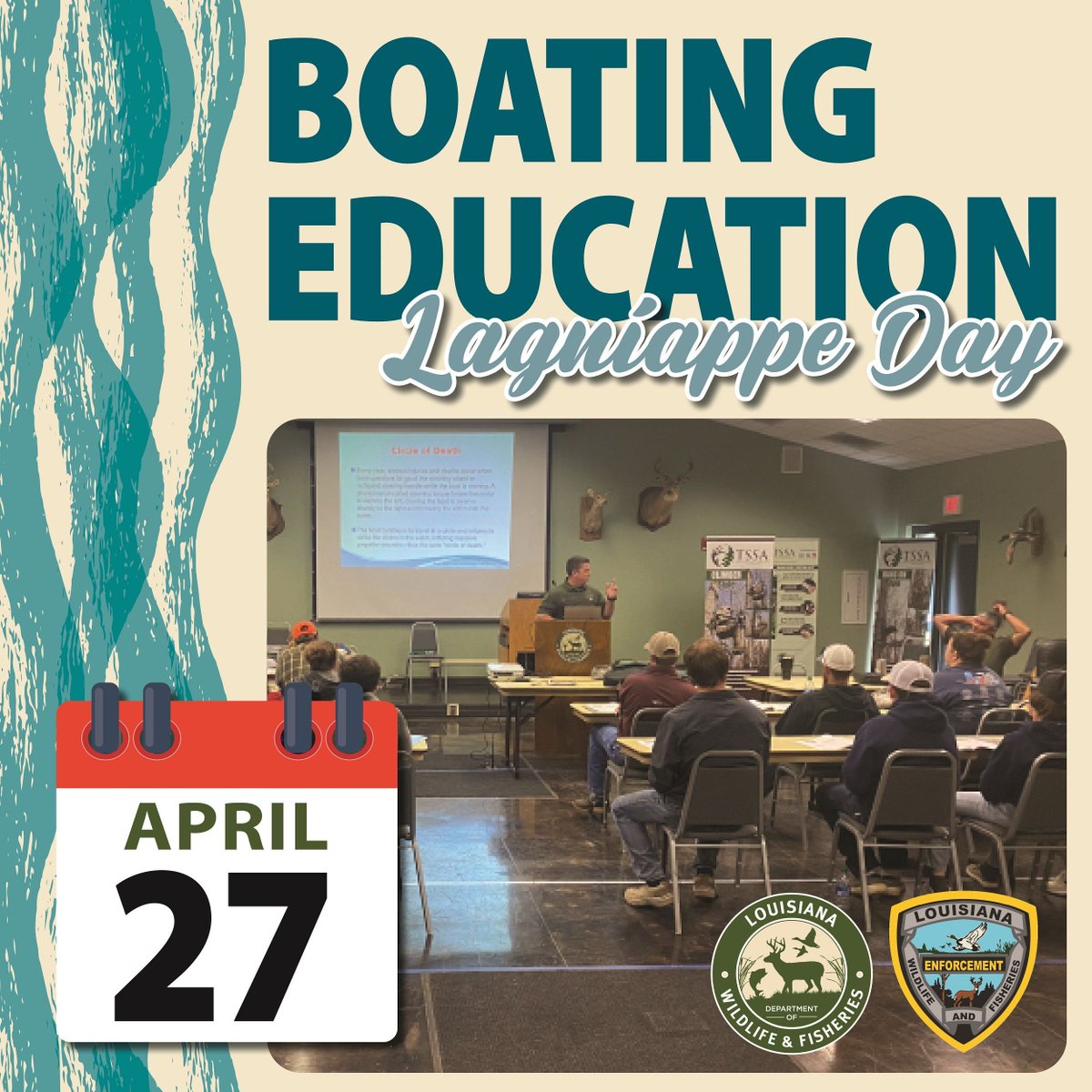 🌟 Calling all boating enthusiasts! LDWF's 'Boating Education Lagniappe Day' is back on April 27 at 11 locations across Louisiana! Learn for FREE with certified instructors. Limited spots available, register now! #BoatingSafety #LouisianaBoaters 🚤buff.ly/4cKDyVa