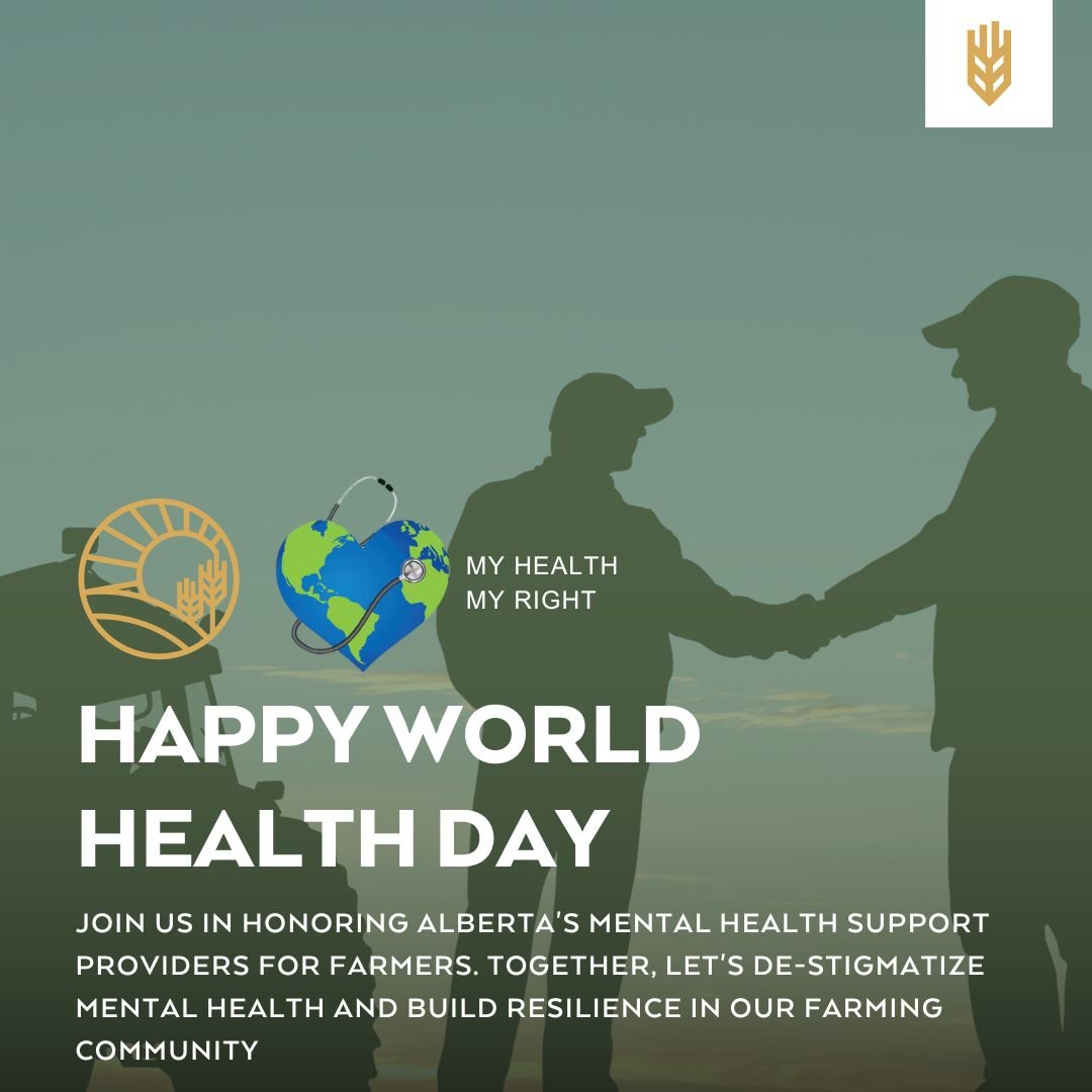 Support Alberta's Farmers' Mental Health this World Health Day. Let's de-stigmatize farm mental health and create resilience together! Check out our free farmer therapy sessions: bio.site/agknow #WorldHealthDay #FarmMentalHealth #farmer #ag #agtech #alberta