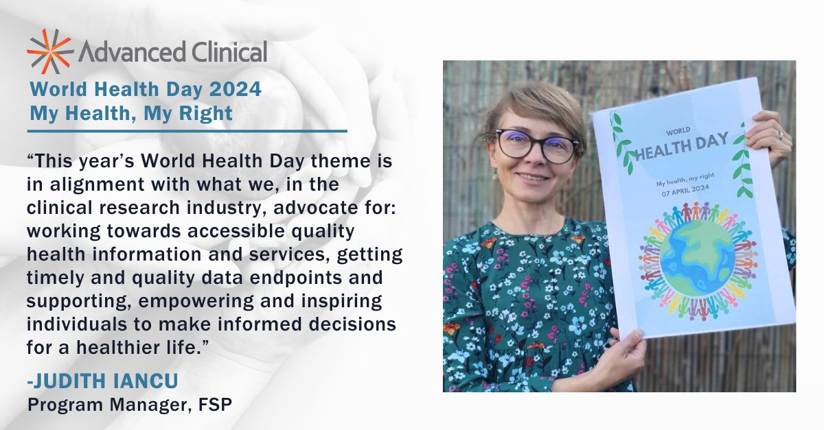 Doing what you can to lead a healthier life is important to all, especially those in the clinical research industry. For World Health Day, Judith Iancu shares how this day resonates with the clinical research industry. #WorldHealthDay #ClinicalResearch