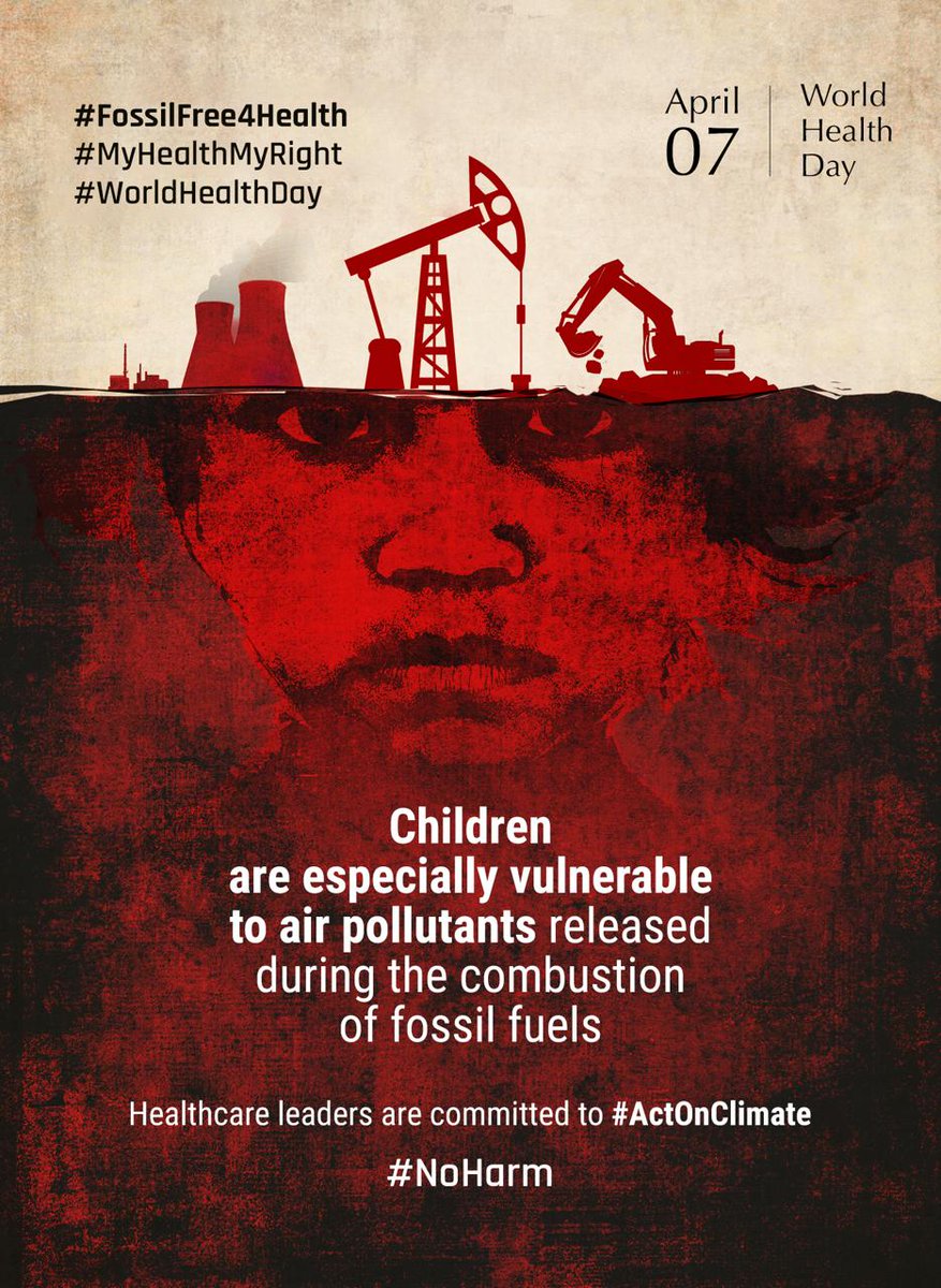 Children are especially vulnerable to air pollutants released during the combustion of fossil fuels. We are committed to #ActOnClimate. This #WorldHealthDay2024 we stand in solidarity with all those who need it the most. #MyHealthMyRight #FossilFree4Health #NoHarm