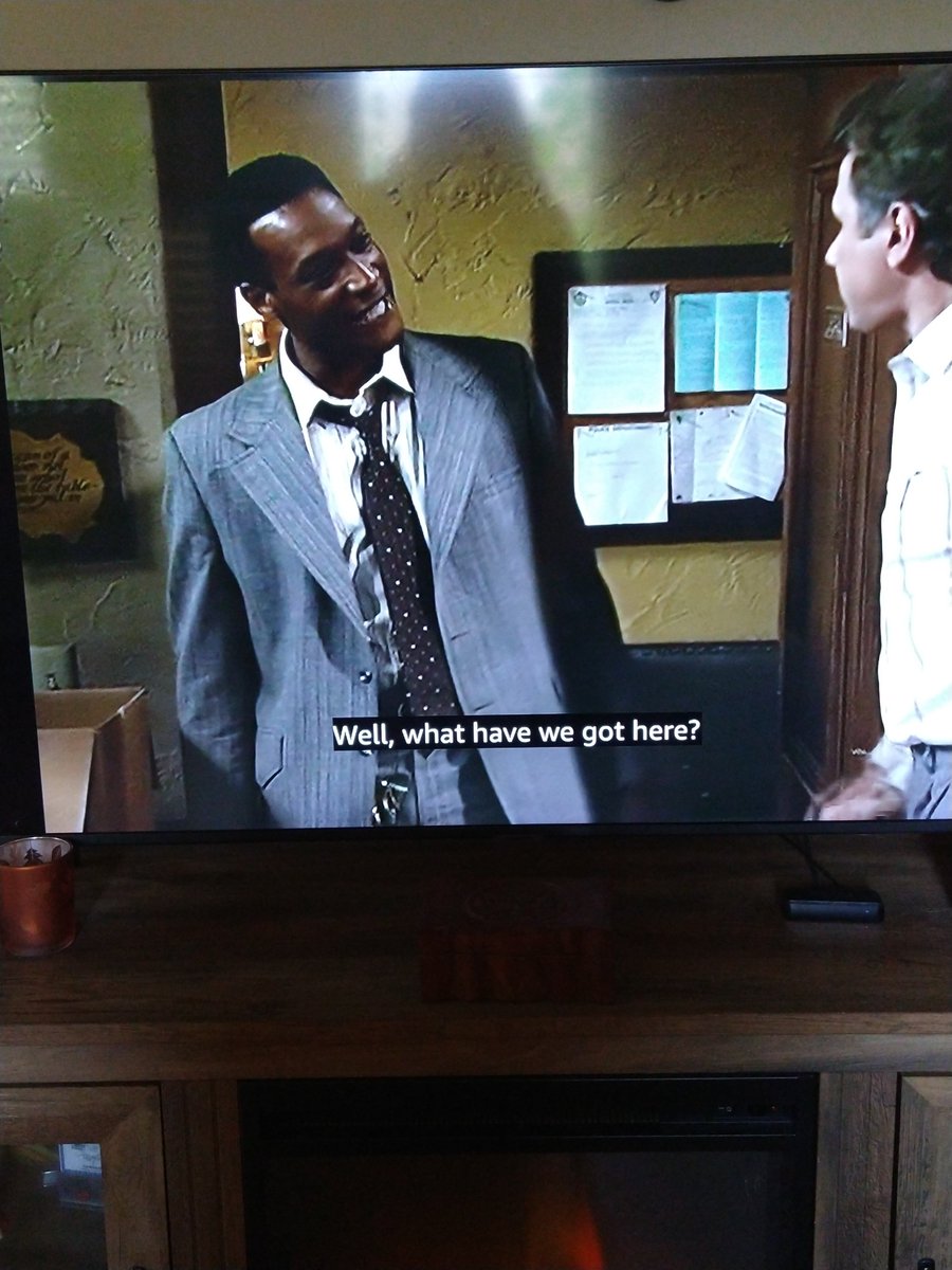 JynxdPoe's tweet photo. Been watching the original #NightCourt. My immediate reaction was "Oh no! Candyman is gonna get Dan!" 
This was a treat! 
@TonyTodd54 
#JohnLarroquette https://t.co/k8fxhFKx59
