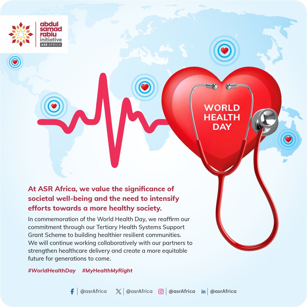 At ASR Africa, we value the significance of societal well-being and the need to intensify efforts towards a more healthy society. In commemoration of the World Health Day, we reaffirm our commitment through our Tertiary Health Systems Support Grant Scheme to building healthier