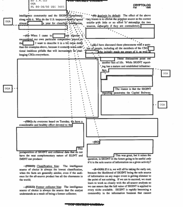 Declassified NSA Cryptolog article from the fall of 1995 on 'SIGINT and the Information Explosion.'