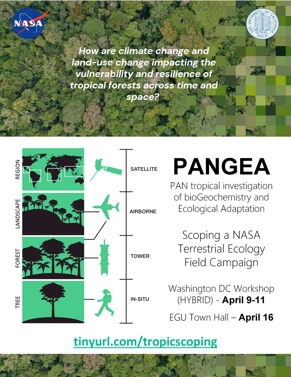 The @NASA #PANGEA scoping is in full swing! Thanks @LCLUCProgram for the opportunity to present at the Science Team Meeting. Next is our hybrid workshop @theAGU in DC. Then off to @EuroGeosciences for a Town Hall w the European community. Join us! #climatechange #tropicalforests