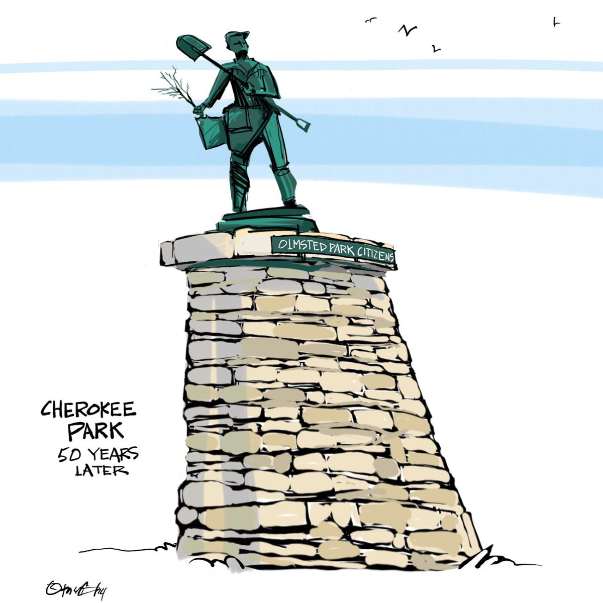 From the Sunday @courierjournal. After the 1974 tornado, Louisville‘s Ed Perry, @olmstedparks502, and others stepped forward for our parks. Maybe Daniel Boone needs a buddy?