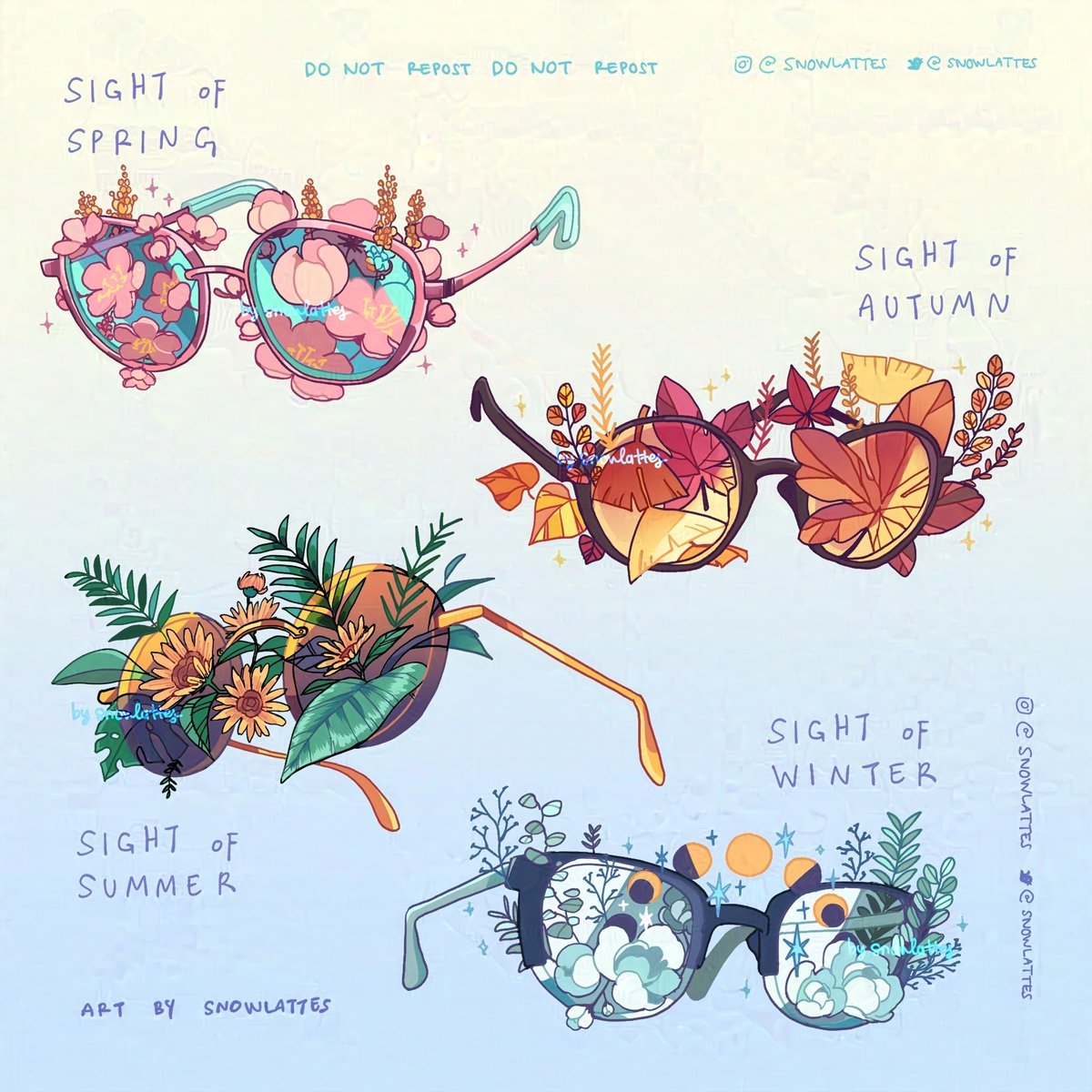 「four seasons  bits &amp; pieces 」|snow | heads empty no thoughts time babyのイラスト