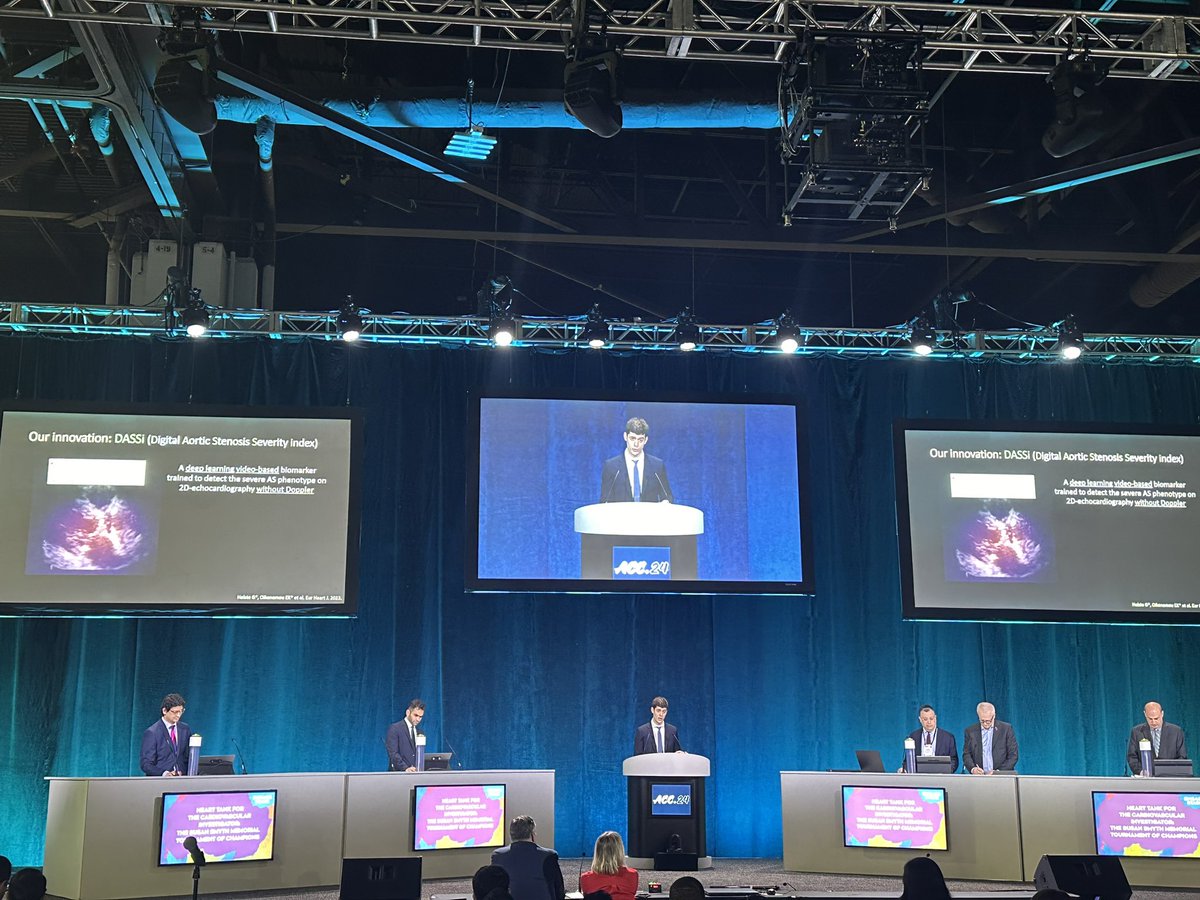 rohan_khera's tweet photo. Come join us at the #EngageStage @ACCinTouch #ACC24 - where @ekoikonomou @cards_lab is competing in the Heart Tank!
Discussing #DASSi (digital AS severity index) - sim pub in @JAMACardio. https://t.co/ty01Q9WMn8