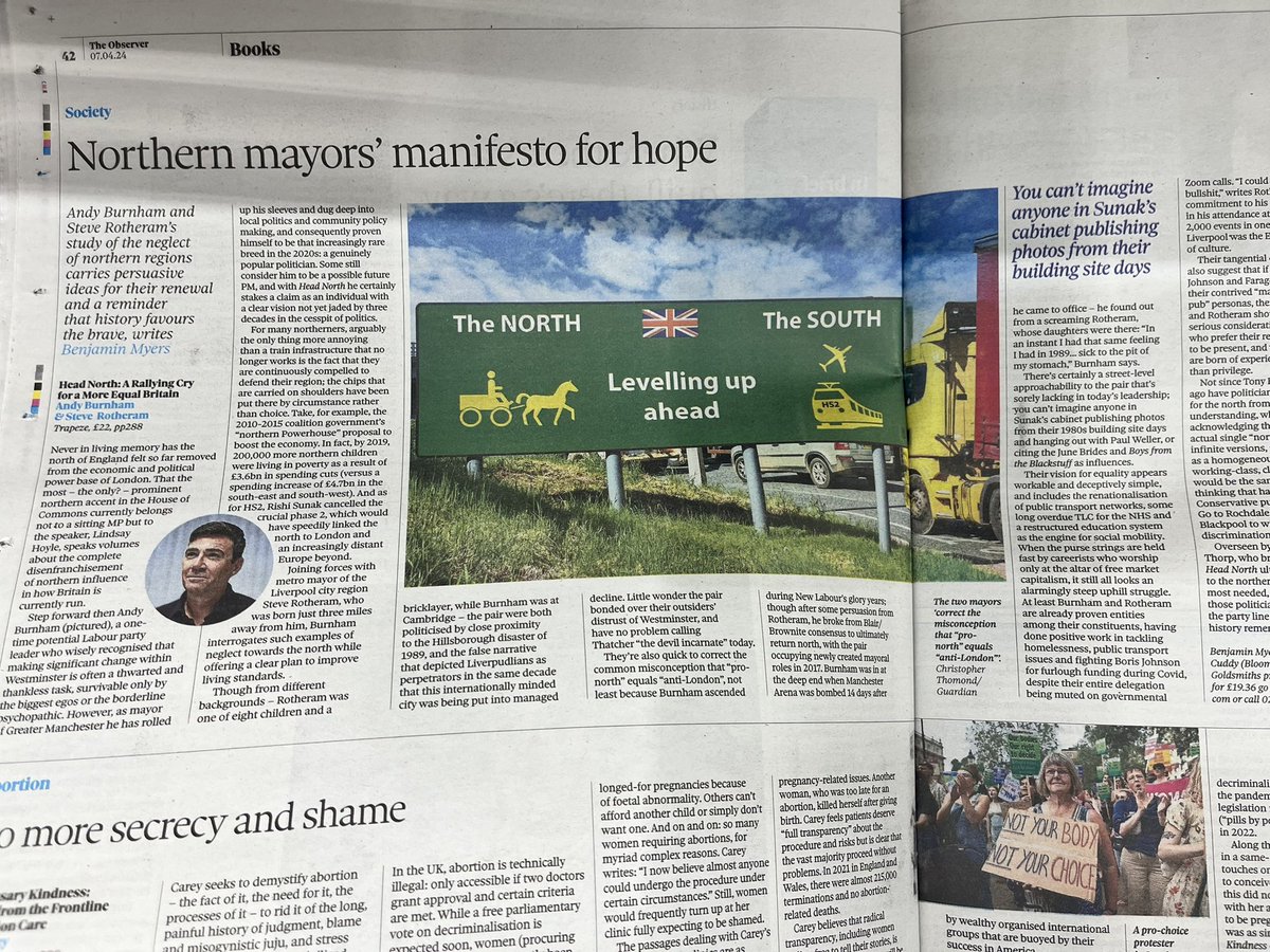 A fantastic review of #HeadNorth by @AndyBurnhamGM and @MetroMayorSteve in today’s @ObserverUK from @BenMyers1 🙏