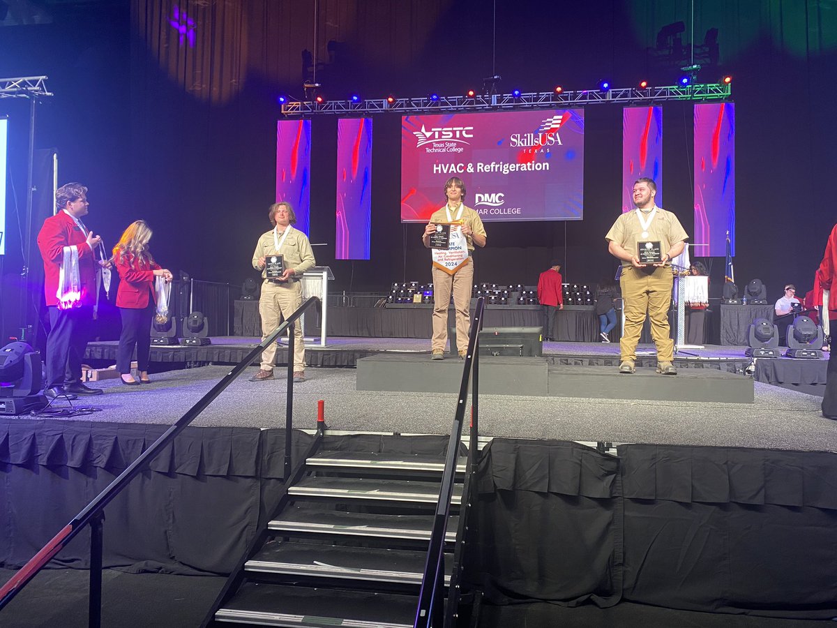 Nolan Winters(Left) won 3rd 🥉 at the State SkillsUSA Competition for HVAC and Refrigeration. Great job!! @TECCwest @lisdcte