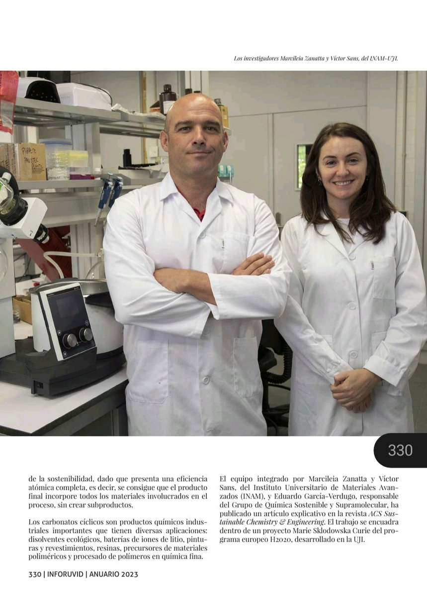 Feliz de ver nuestro proyecto de captura y conversión de CO2 del aire destacado en el anuario de @asociacionruvid como una de las noticias científicas más importantes del año. #proud #cienciaUJI @UJIuniversitat @inam_uji @vss31