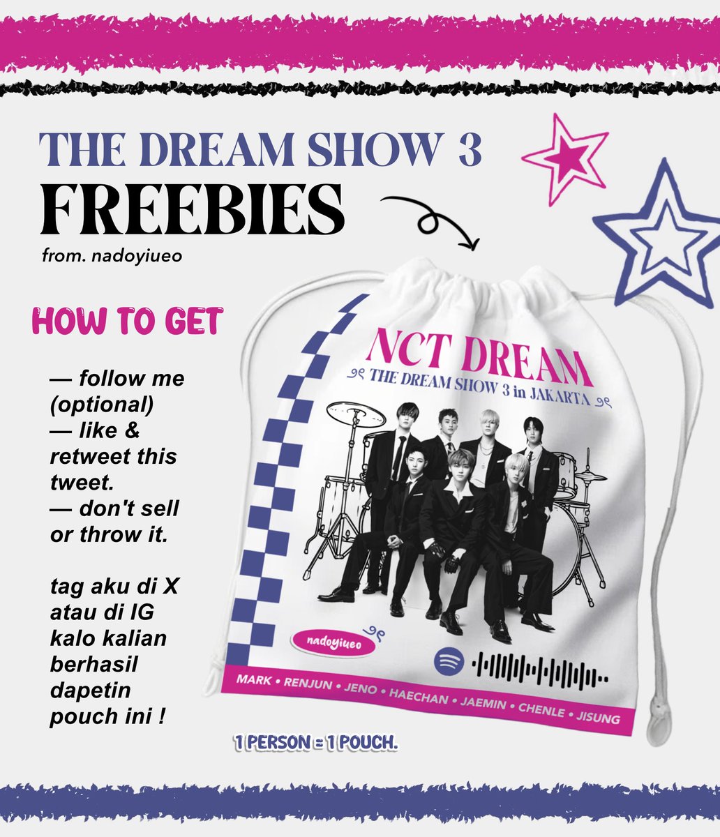 nadoyiueo's tweet photo. 𓂋 ✦ . .  FREEBIES TDS 3 in JKT ‼️🎀

📌 18 May 2024, GBK Stadium Jakarta
🔍 spot & time to be announced

— find me yg bawa uchiwa jaemin & say "hi disaaa!" 😋
— retweets & likes are very appreciated, see u at the venue ! <3
— cek tnc di poster freebies nya juga yaa 💗

#THEDREAMSHOW3_in_JKT
#NCTDREAM_THEDREAMSHOW3
#NCTDREAM_WORLDTOUR