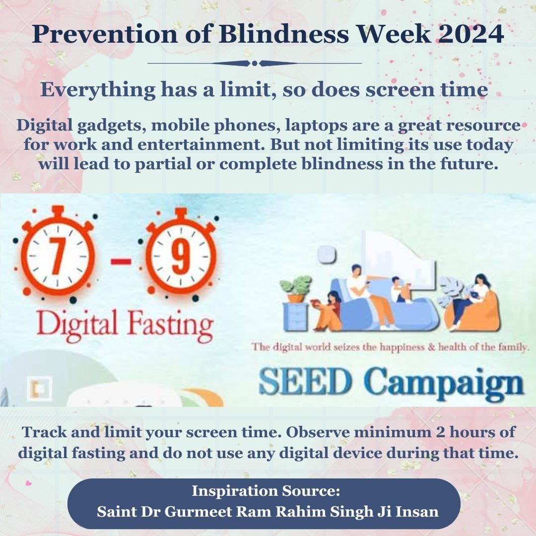 #PreventionOfBlindness
This #PreventionOfBlindness Day, let's recognize the transformative impact of eye donation in restoring hope and dignity to the visually impaired. Thanks to the initiative led by Saint Dr MSG Insan, countless lives have been touched by the #GiftOfSight.