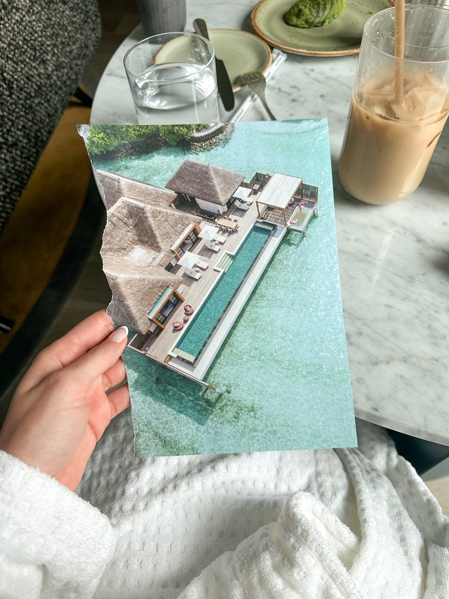 After breakfast, he opened a book of all the Four Seasons locations, flipped through without me seeing and told me when to say stop. We landed on this page. He ripped it out and said “that’s where we will go.” Dreamy way to plan our next trip! 🩵🏝️